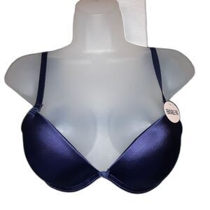 Youmita Shiny Navy 34B Push Up Plunge Bra NWT